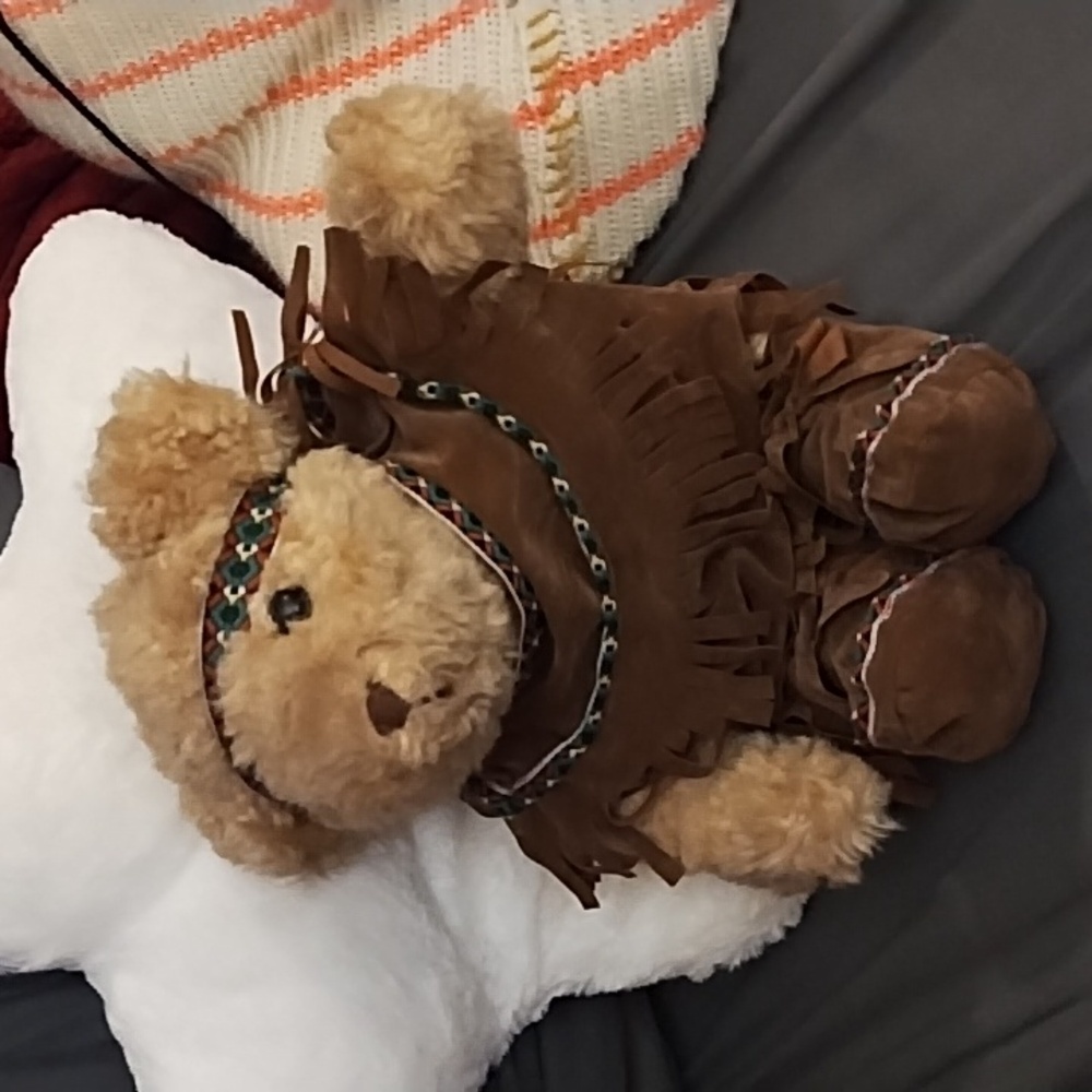Teddy Bear Stuffed animal plush toy wearing Indian Native American Outfit Costum